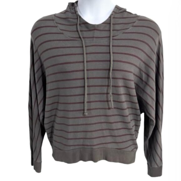 Roxy Women's Gray & Burgundy Striped Hoodie - XL  NWOT - Picture 1 of 7